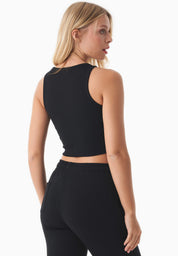 SONNIA | Cropped Ribbed Top in Organic Cotton in black - Ecomarket.com