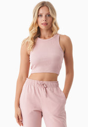 SONNIA | Cropped Ribbed Top in Organic Cotton in pink - Ecomarket.com