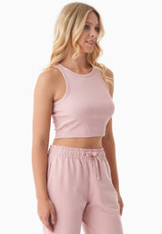 SONNIA | Cropped Ribbed Top in Organic Cotton in pink - Ecomarket.com