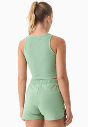 SONNIA | Cropped Ribbed Top in Organic Cotton in mineral green - Ecomarket.com