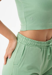 SONNIA | Cropped Ribbed Top in Organic Cotton in mineral green - Ecomarket.com
