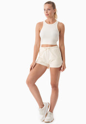 SONNIA | Cropped Ribbed Top in Organic Cotton in off white - Ecomarket.com