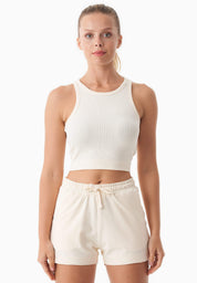 SONNIA | Cropped Ribbed Top in Organic Cotton in off white - Ecomarket.com