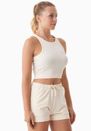 SONNIA | Cropped Ribbed Top in Organic Cotton in off white - Ecomarket.com