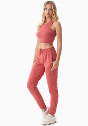 SONNIA | Cropped Ribbed Top in Organic Cotton in red wood - Ecomarket.com