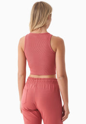 SONNIA | Cropped Ribbed Top in Organic Cotton in red wood - Ecomarket.com