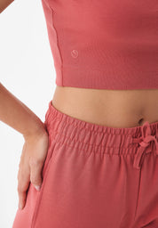 SONNIA | Cropped Ribbed Top in Organic Cotton in red wood - Ecomarket.com