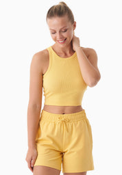 SONNIA | Cropped Ribbed Top in Organic Cotton in saffron - Ecomarket.com