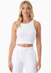 SONNIA | Cropped Ribbed Top in Organic Cotton in white - Ecomarket.com