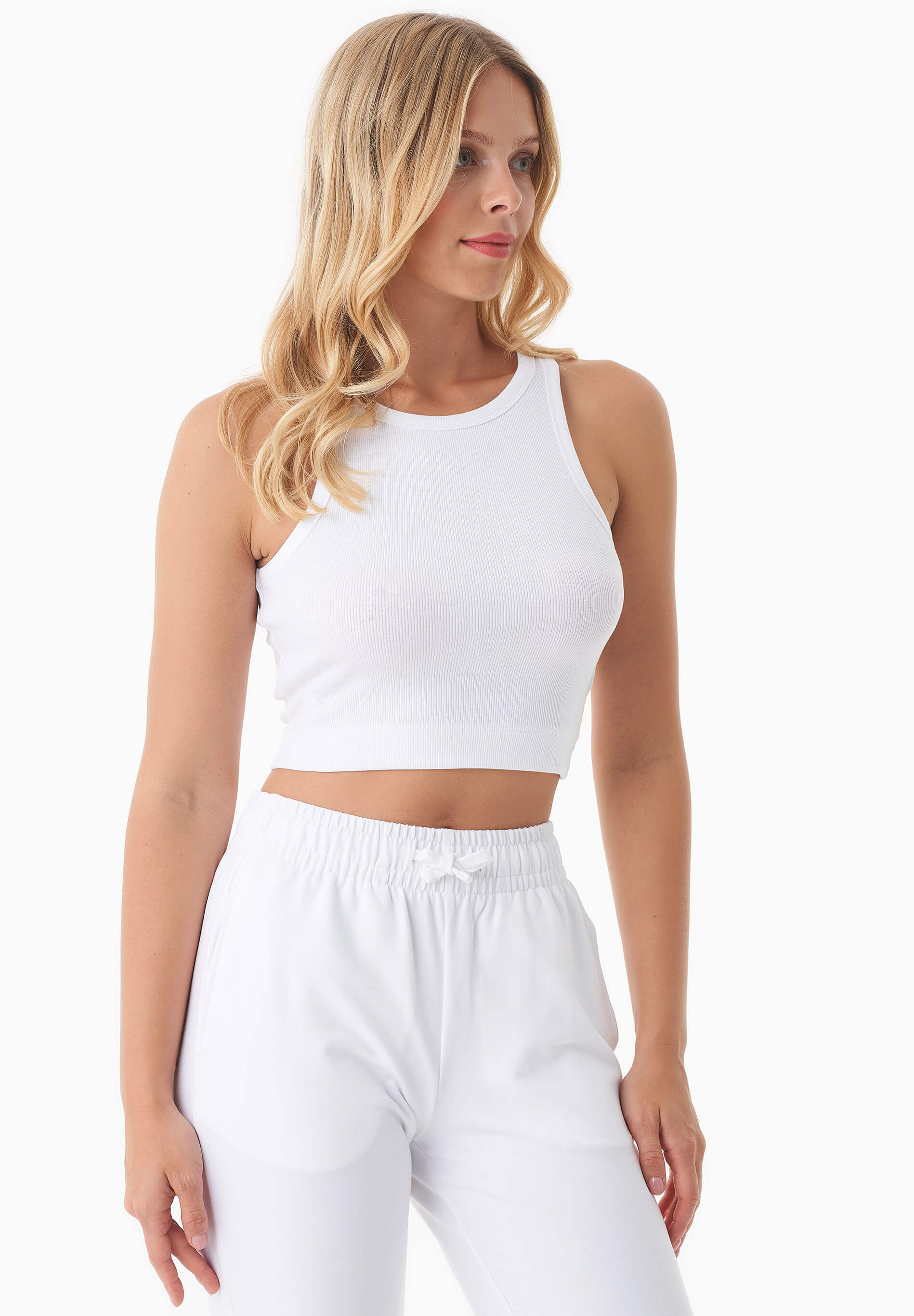 SONNIA | Cropped Ribbed Top in Organic Cotton in white - Ecomarket.com