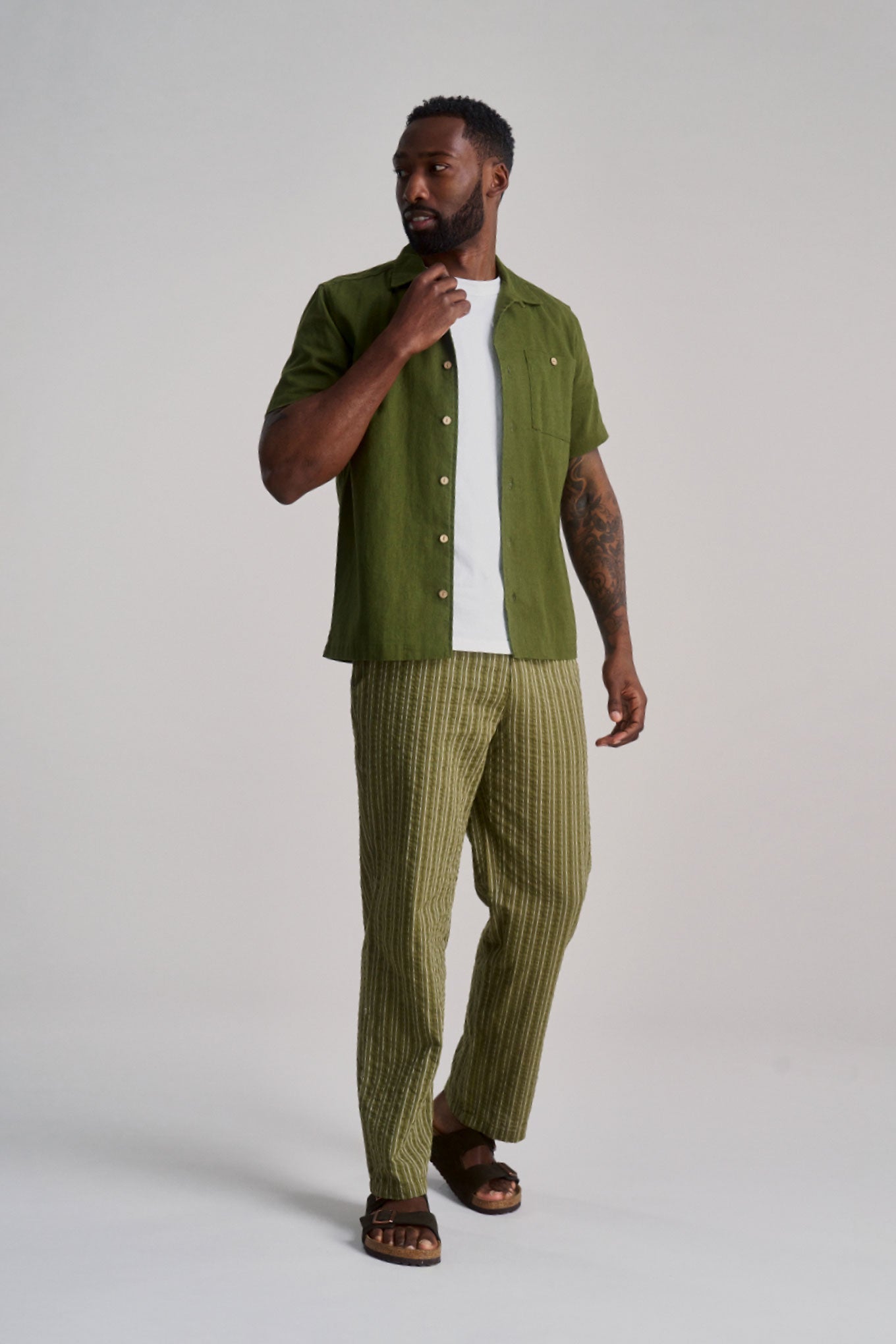 SPINDRIFT - Organic Linen Cotton Shirt - Khaki - Ecomarket.com