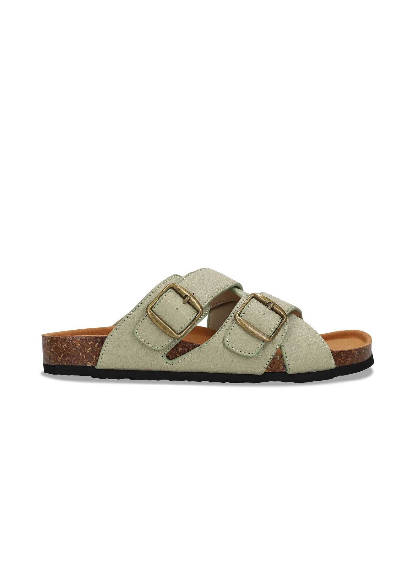 Unisex Sandalias Veganas Piñatex de Dos Tiras en Verde Nae Vegan - Main Image