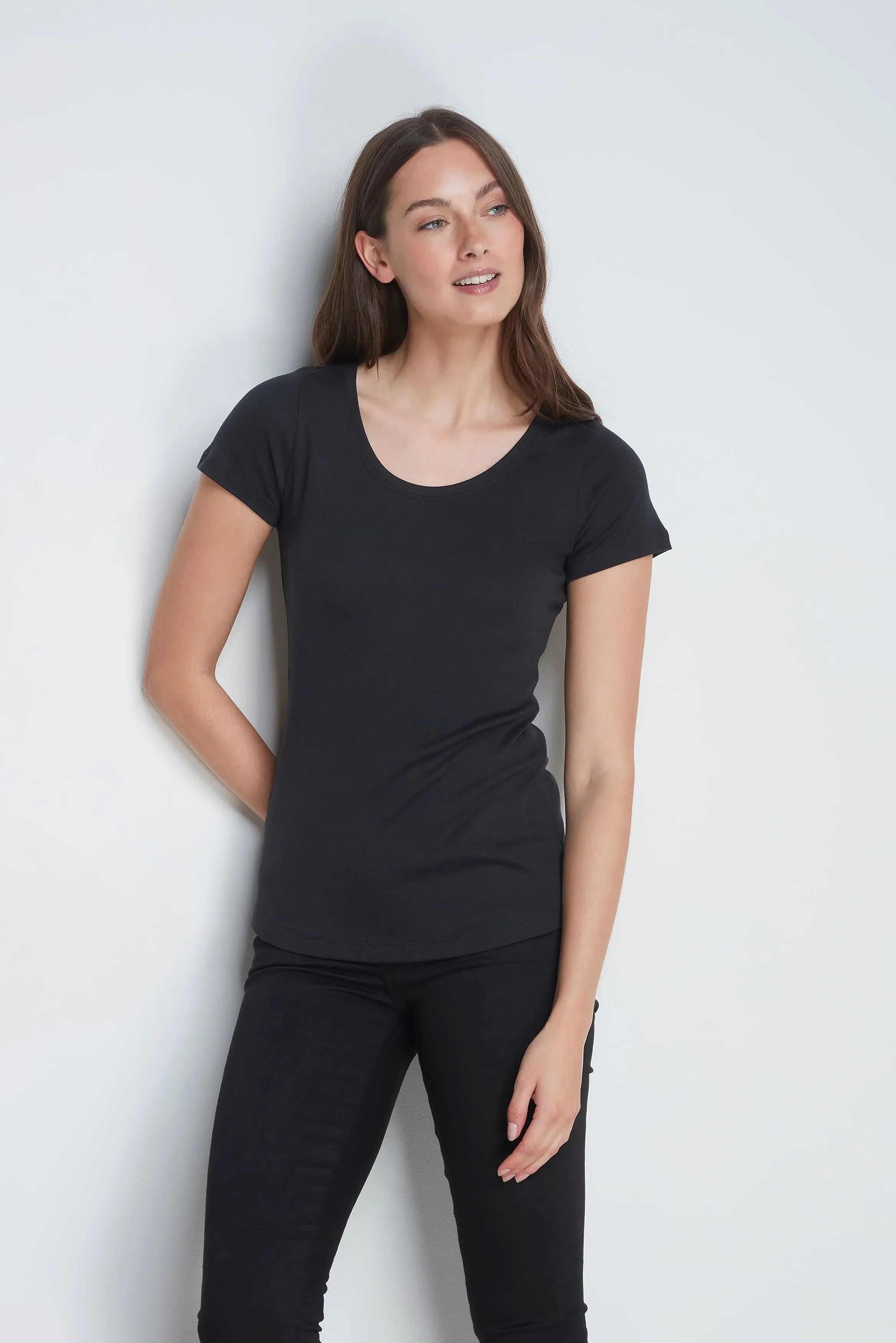 Scoop Neck Cotton Modal Blend T-shirt - Ecomarket.com
