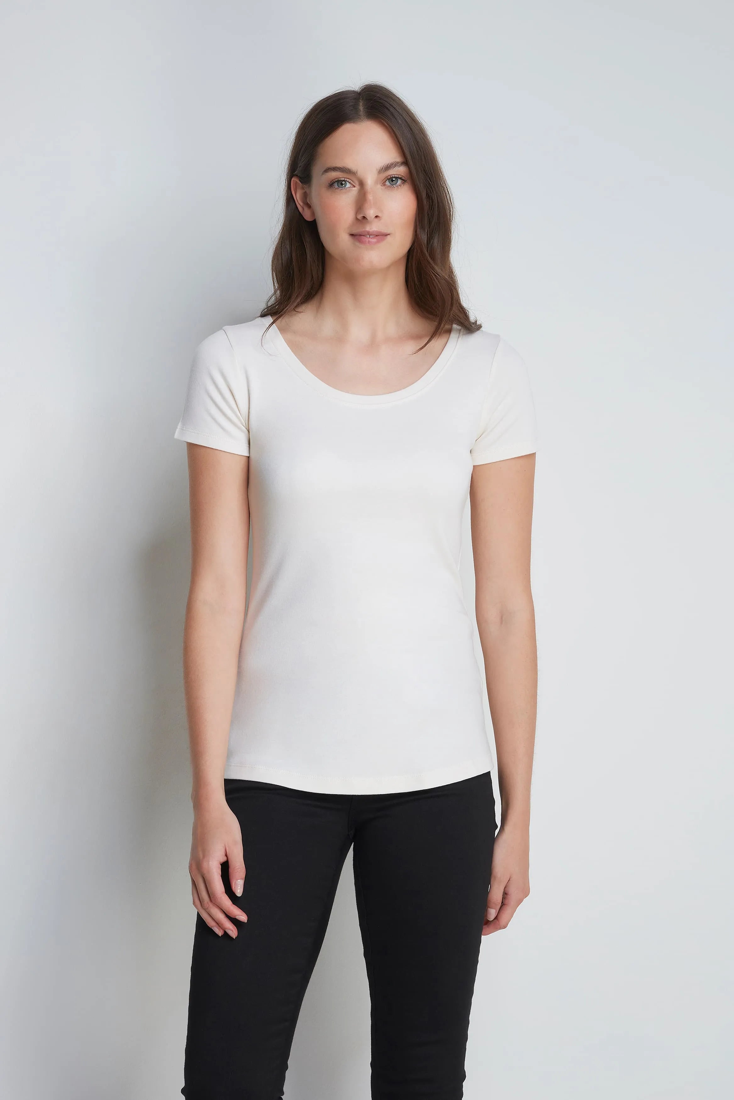 Scoop Neck Cotton Modal Blend T-shirt - Ecomarket.com