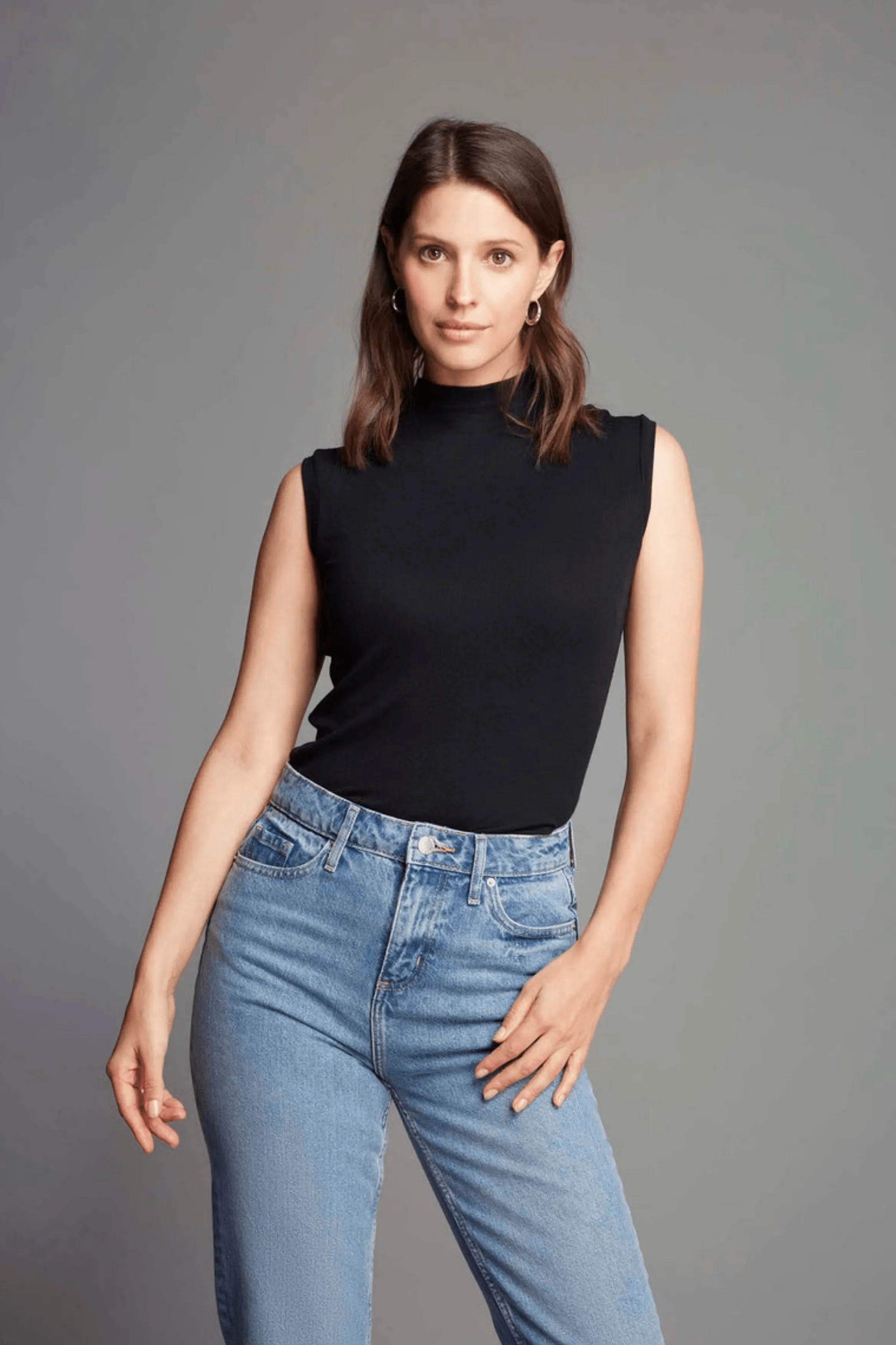 Sleeveless Mock Neck Micro Modal Top - Ecomarket.com