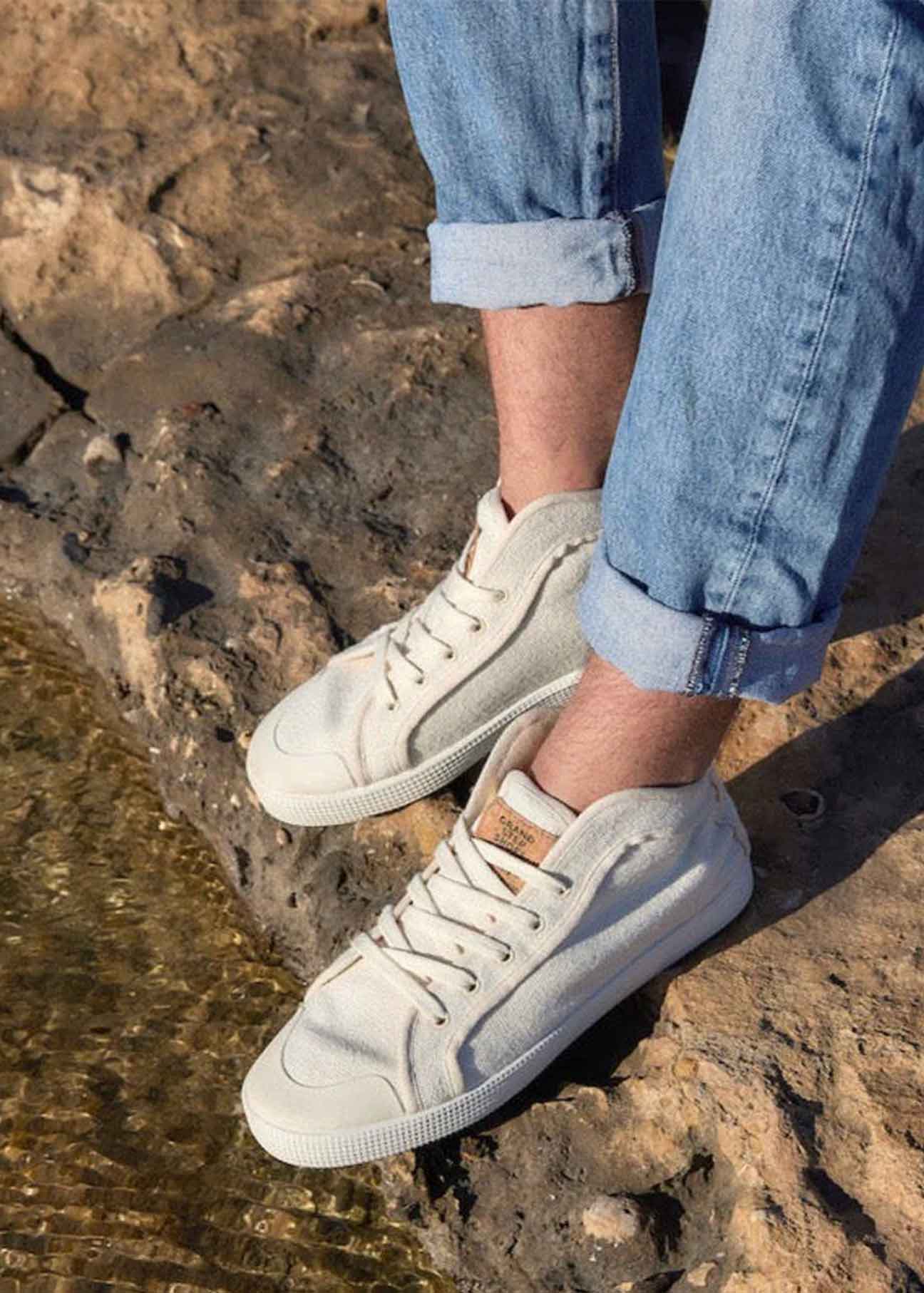 Taylor High-Top Vegan Hemp Sneaker - White - Ecomarket.com