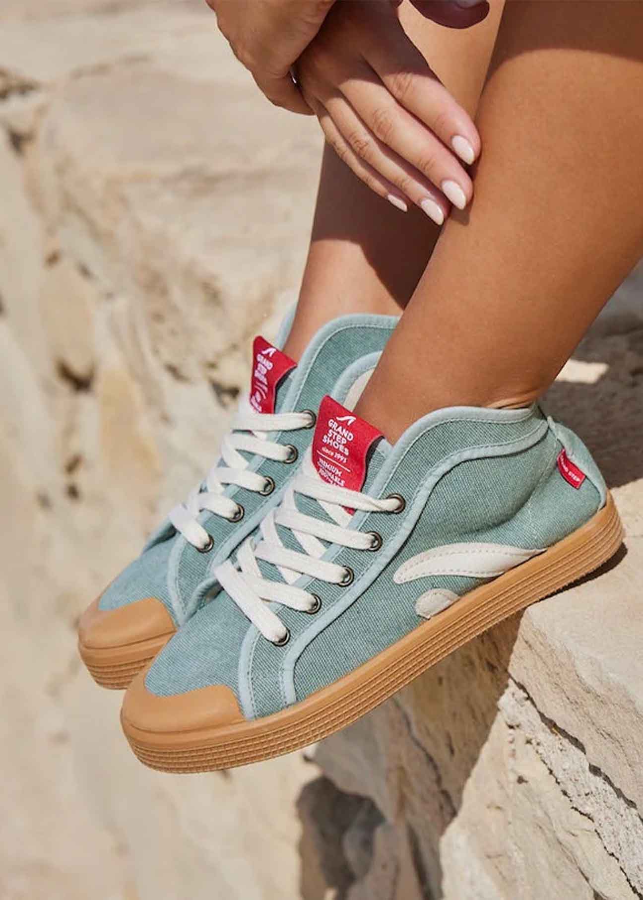 Taylor Vegan Sneaker in Organic Cotton Seagreen - Ecomarket.com