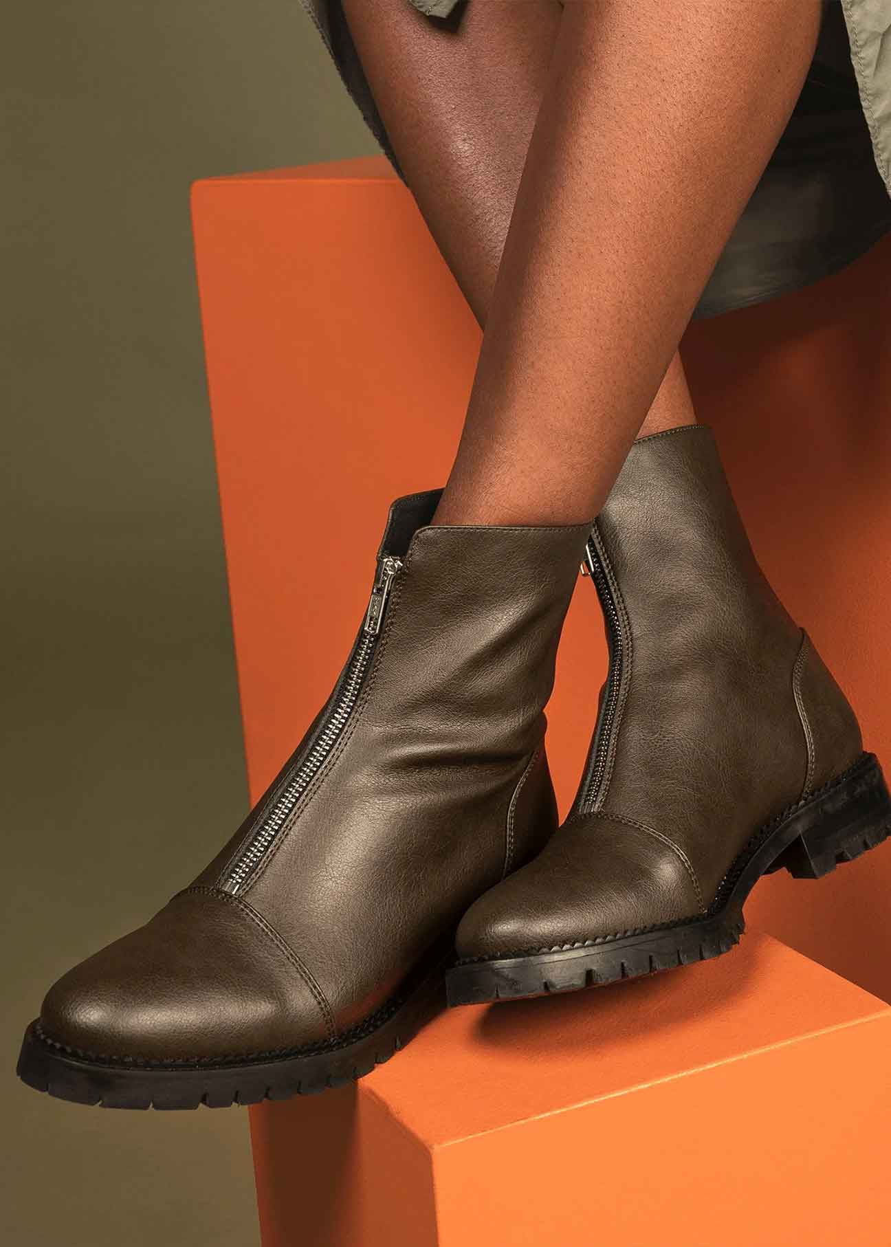 Tecla Vegan Ankle Boots Brown - Ecomarket.com