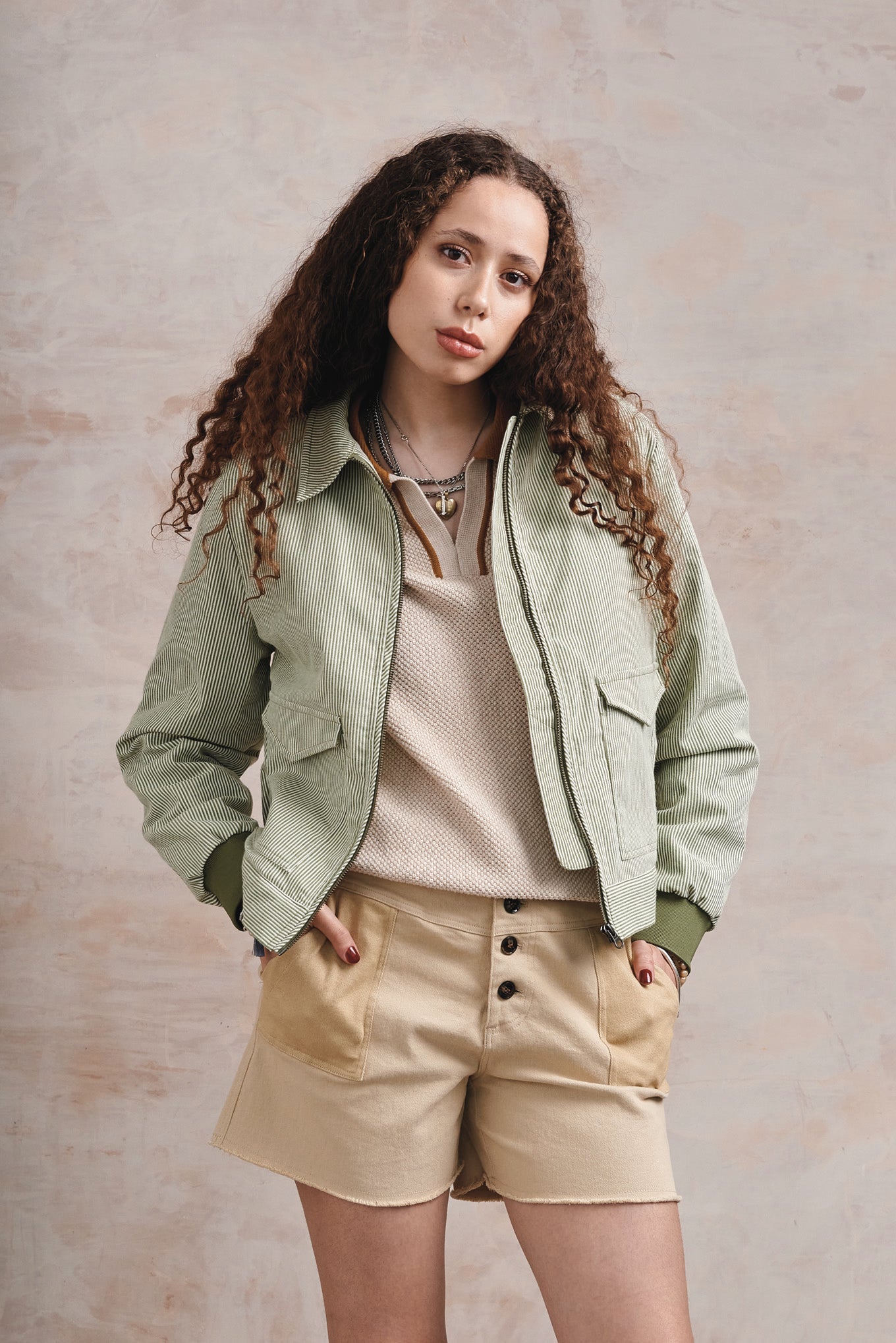 VIV - Organic Cotton Bomber - Green Stripe - Ecomarket.com