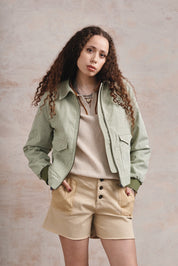 VIV - Organic Cotton Bomber - Green Stripe - Ecomarket.com