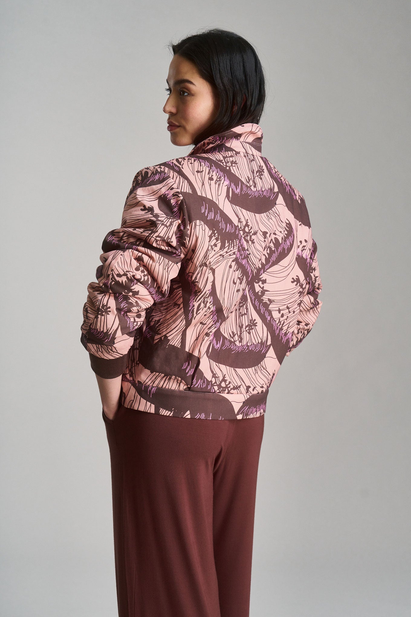 VIVI - Organic Cotton Bomber Solid - Pink Wave - Ecomarket.com