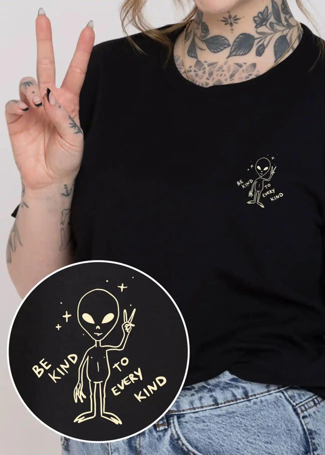 Peace Alien Doodle T-Shirt - Ecomarket.com