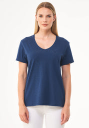 Basic V-Neck T-Shirt in 100% Organic Cotton in navy - Ecomarket.com