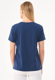Basic V-Neck T-Shirt in 100% Organic Cotton in navy - Ecomarket.com
