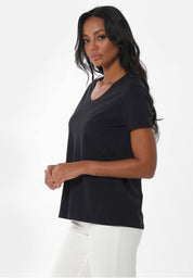 Basic V-Neck T-Shirt in 100% Organic Cotton in black - Ecomarket.com