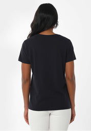 Basic V-Neck T-Shirt in 100% Organic Cotton in black - Ecomarket.com