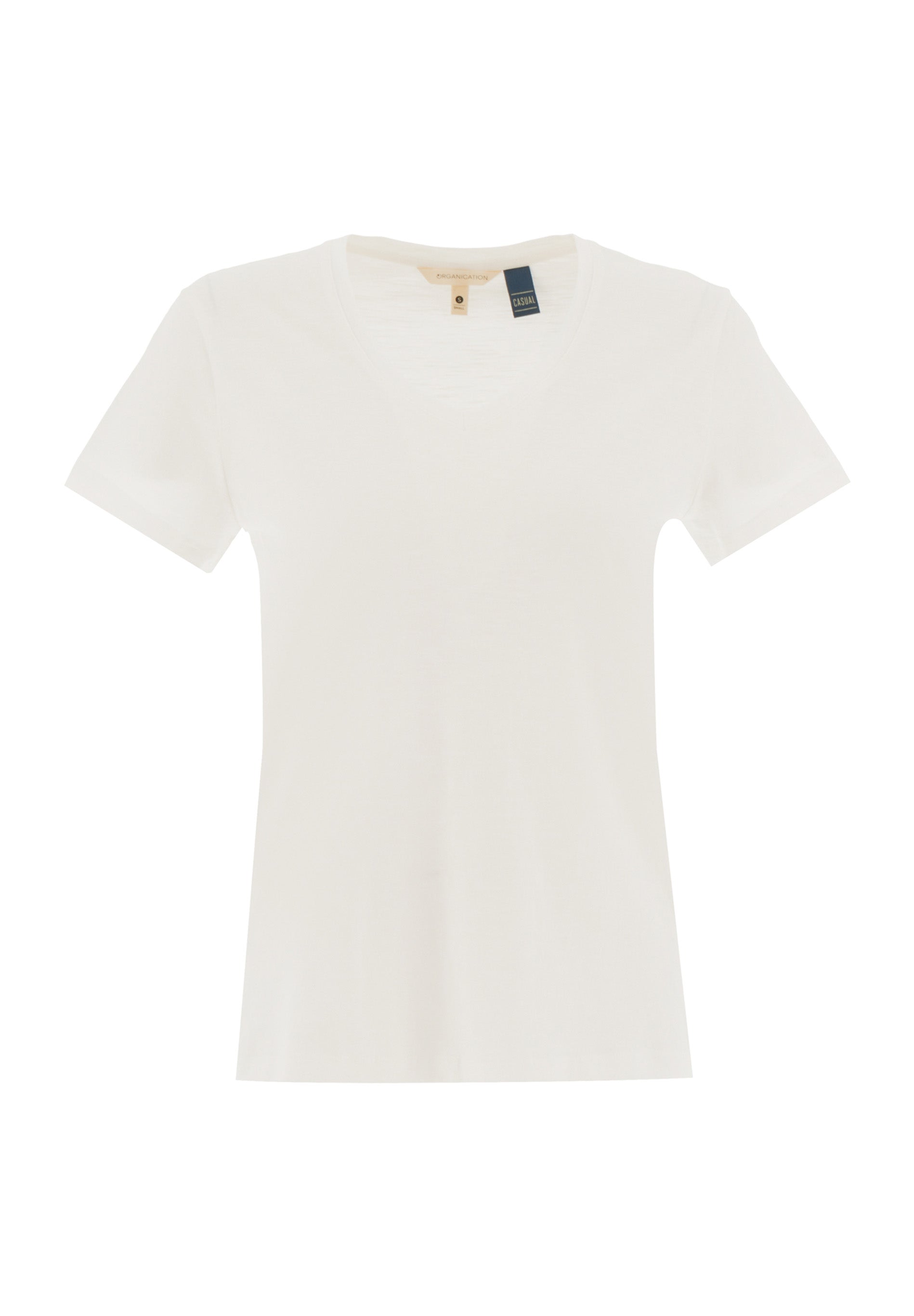 Basic V-Neck T-Shirt in 100% Organic Cotton in off white - Ecomarket.com