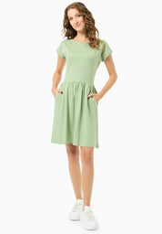 Slub Jersey Dress in 100% Organic Cotton in fern green - Ecomarket.com