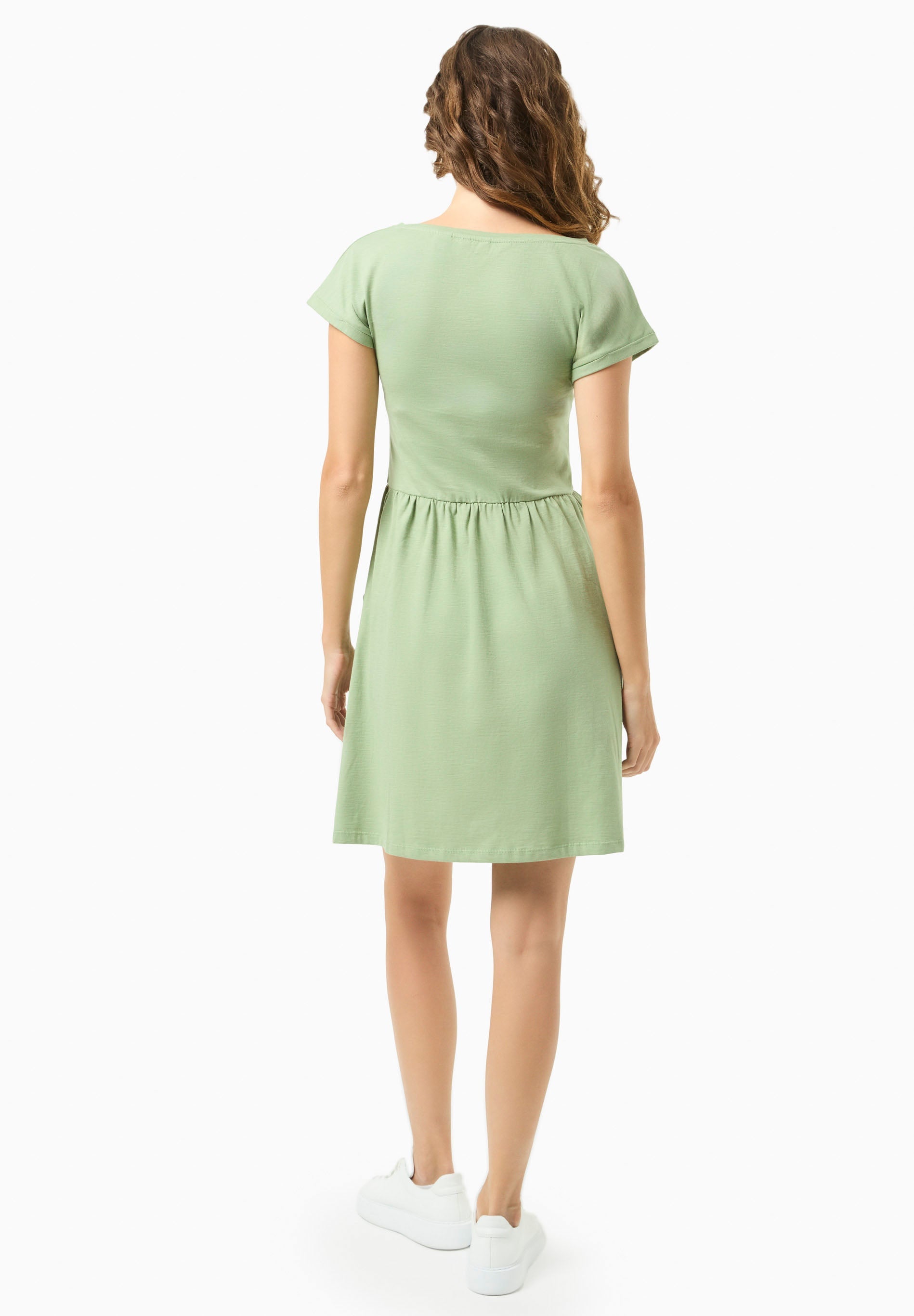 Slub Jersey Dress in 100% Organic Cotton in fern green - Ecomarket.com