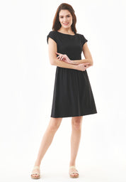 Slub Jersey Dress in 100% Organic Cotton in black - Ecomarket.com