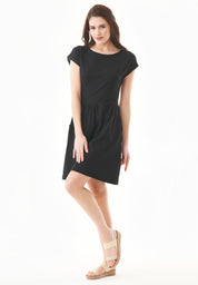 Slub Jersey Dress in 100% Organic Cotton in black - Ecomarket.com