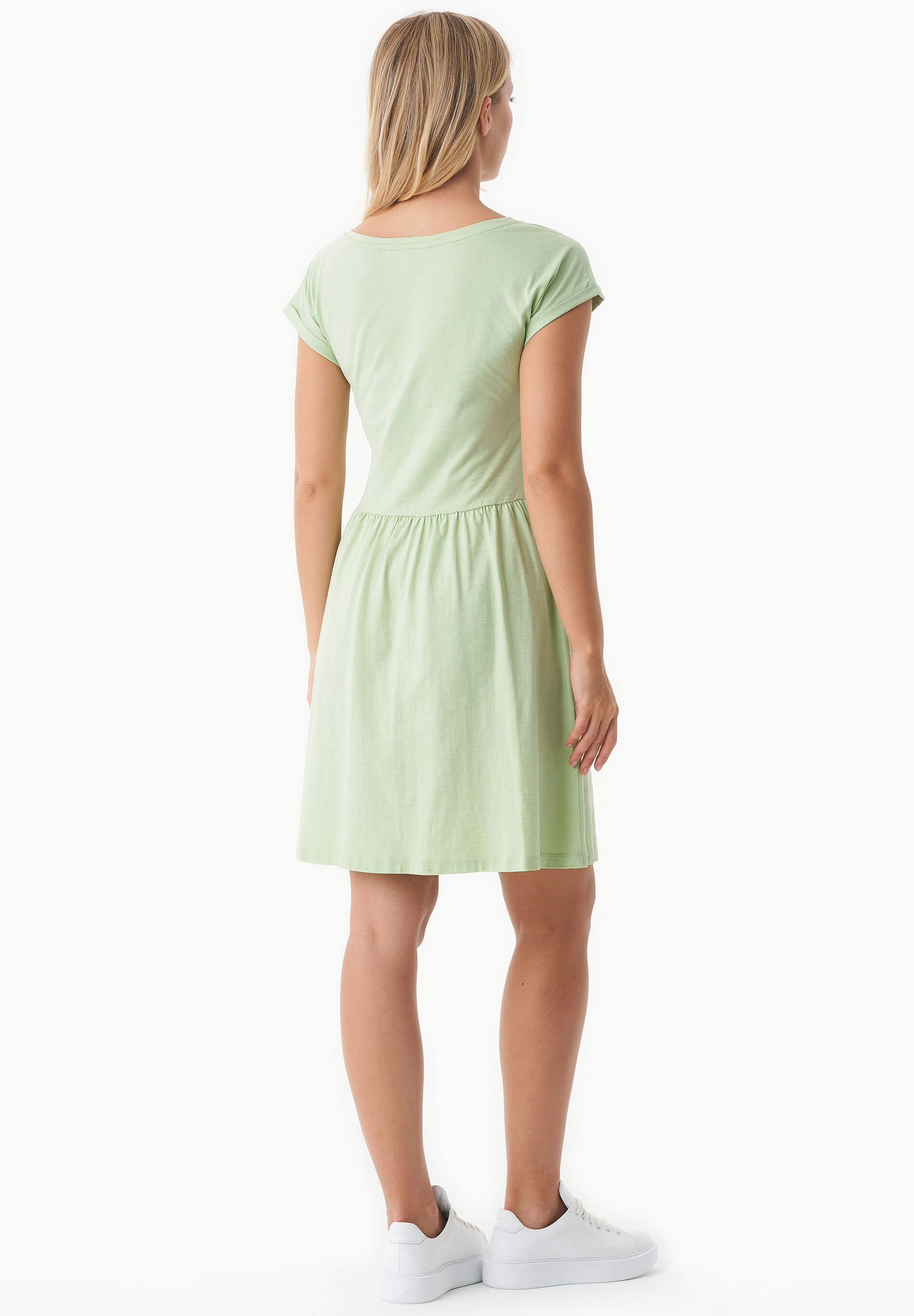 Slub Jersey Dress in 100% Organic Cotton in foam green - Ecomarket.com