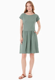 Slub Jersey Dress in 100% Organic Cotton in green tea - Ecomarket.com
