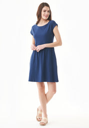 Slub Jersey Dress in 100% Organic Cotton in navy - Ecomarket.com