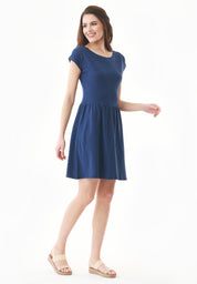 Slub Jersey Dress in 100% Organic Cotton in navy - Ecomarket.com