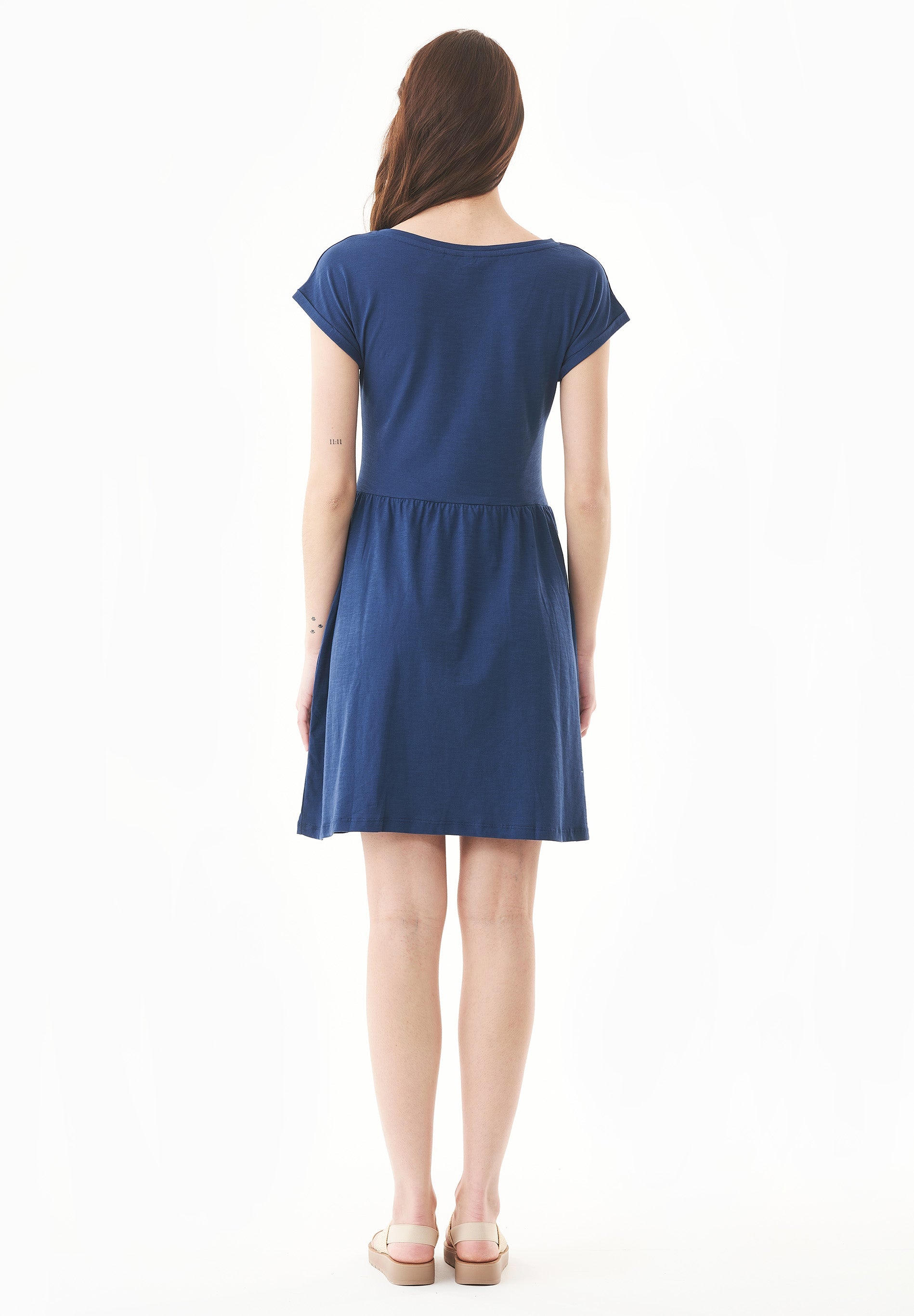 Slub Jersey Dress in 100% Organic Cotton in navy - Ecomarket.com