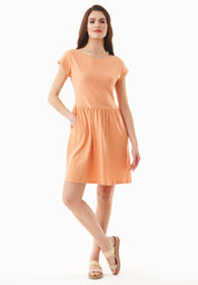Slub Jersey Dress in 100% Organic Cotton in shell coral - Ecomarket.com
