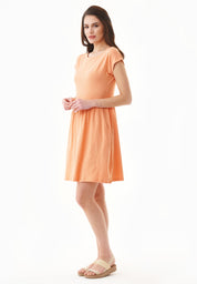 Slub Jersey Dress in 100% Organic Cotton in shell coral - Ecomarket.com