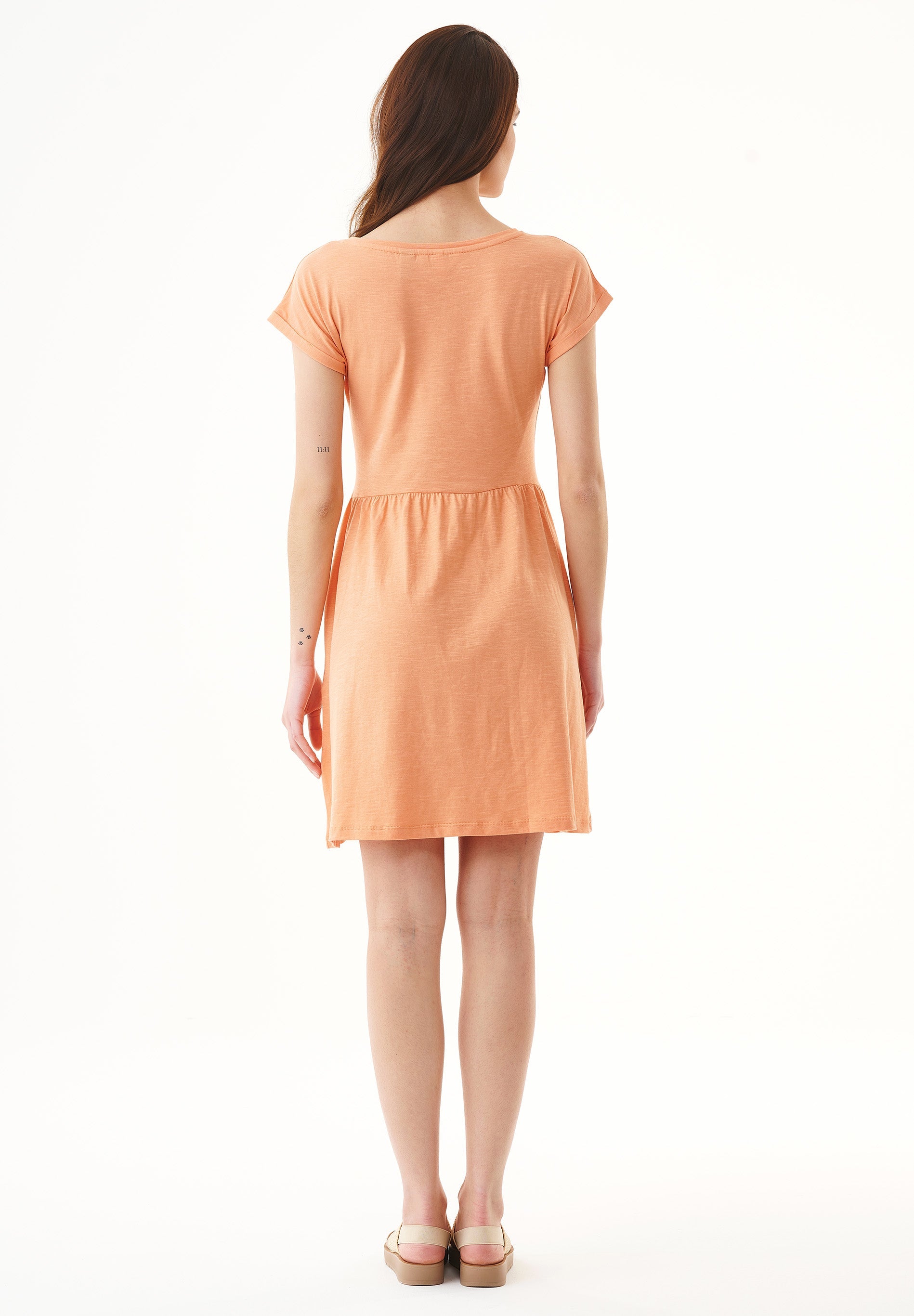 Slub Jersey Dress in 100% Organic Cotton in shell coral - Ecomarket.com