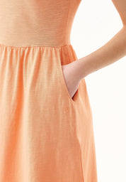 Slub Jersey Dress in 100% Organic Cotton in shell coral - Ecomarket.com
