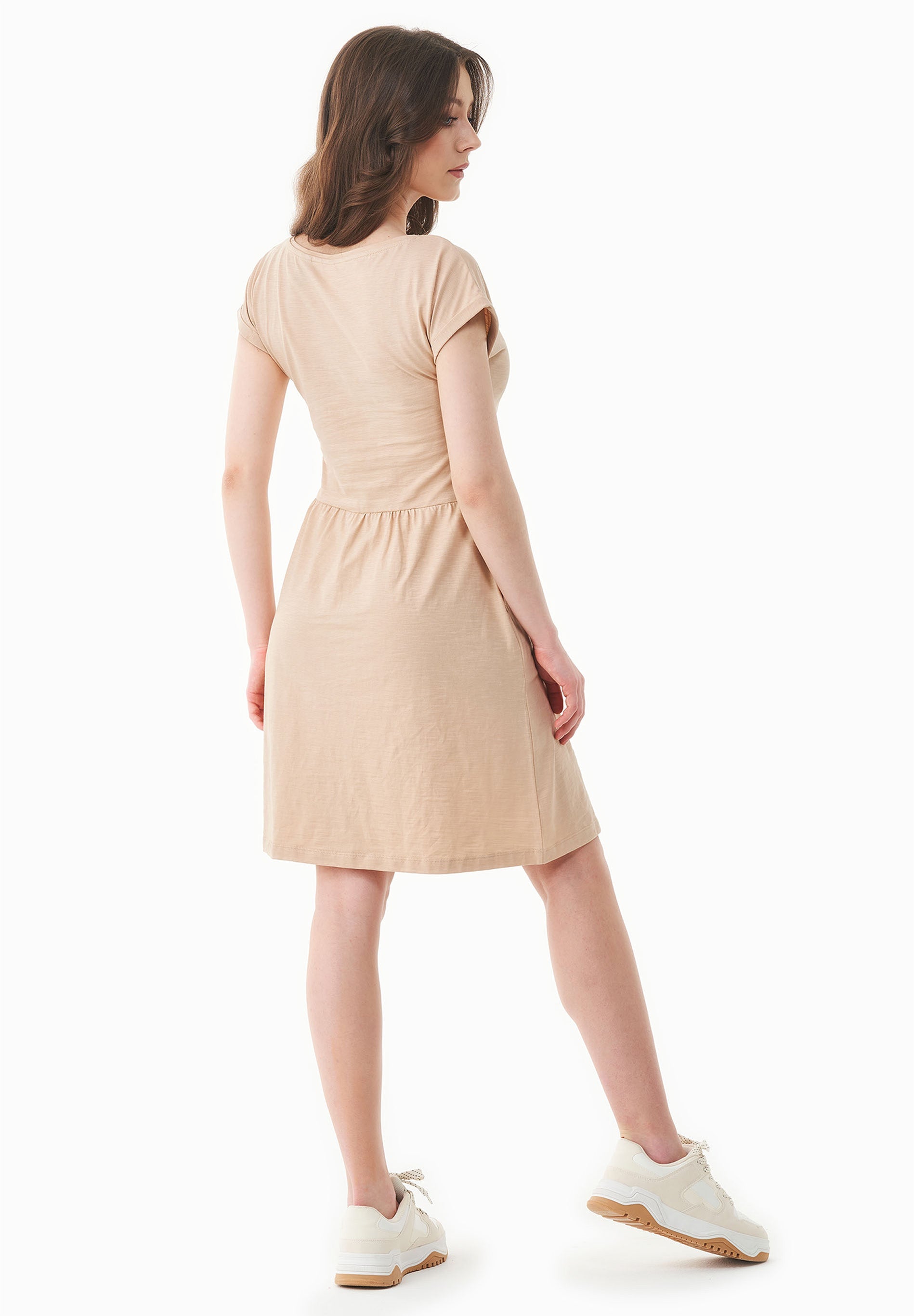 Slub Jersey Dress in 100% Organic Cotton in soft beige - Ecomarket.com