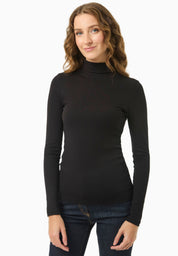 Organic Cotton Ribbed Turtleneck Shirt in black - Ecomarket.com