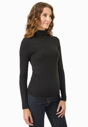 Organic Cotton Ribbed Turtleneck Shirt in black - Ecomarket.com