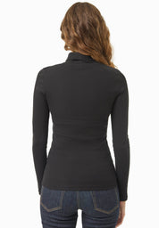 Organic Cotton Ribbed Turtleneck Shirt in black - Ecomarket.com