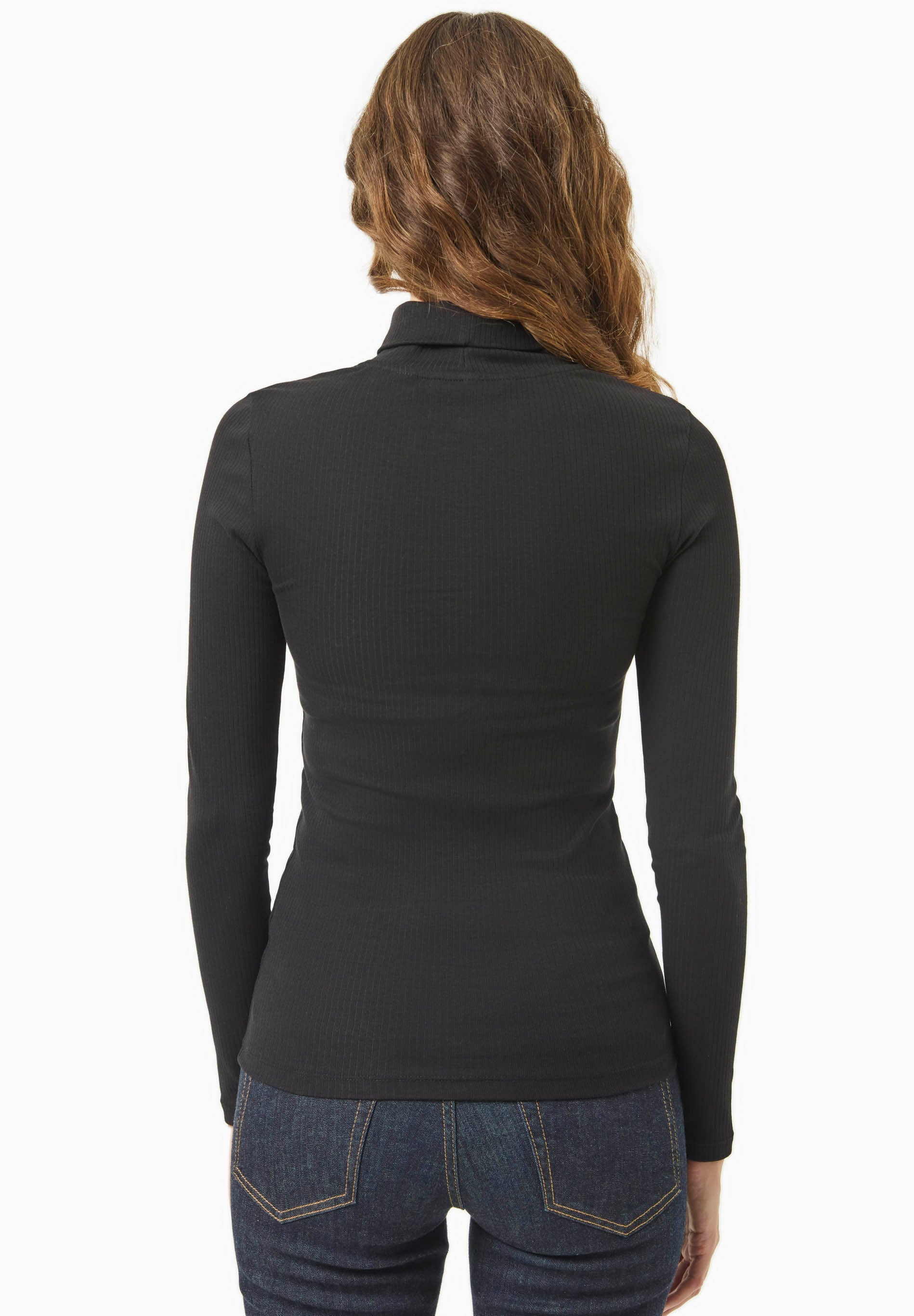 Organic Cotton Ribbed Turtleneck Shirt in black - Ecomarket.com