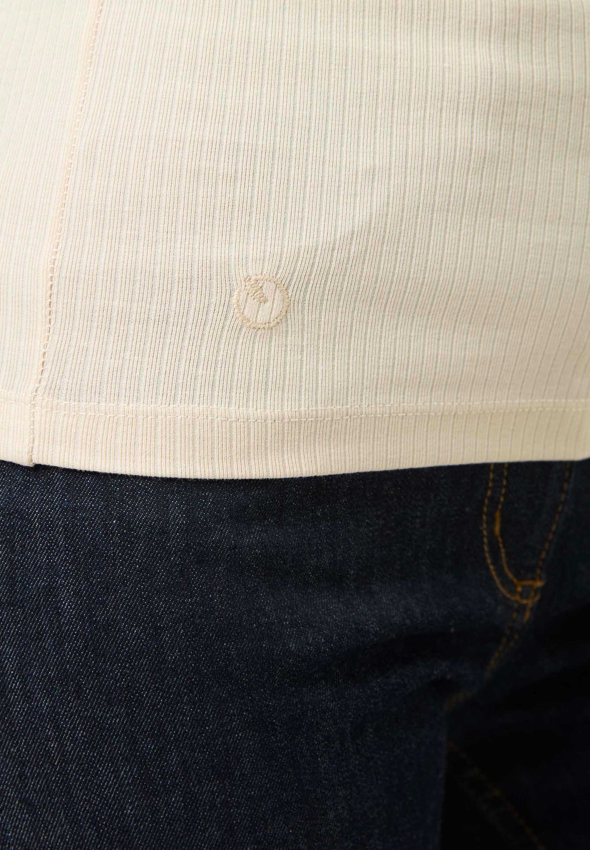 Organic Cotton Ribbed Turtleneck Shirt in beige - Ecomarket.com